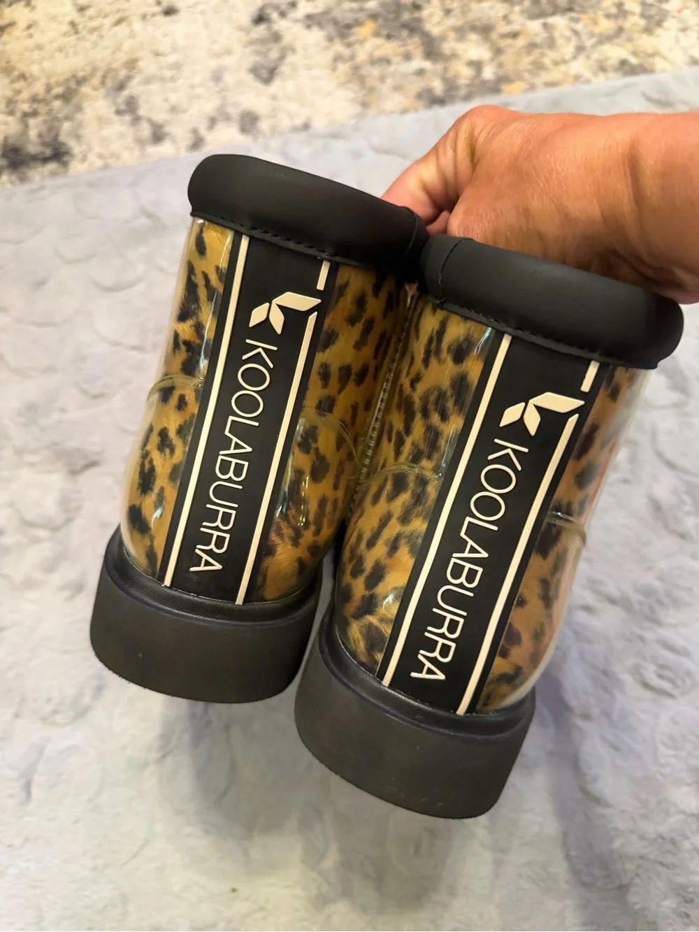 Koolaburra by Ugg clear mini leopard Print Sz. 8 Faux Fur Lined Ankle Boots